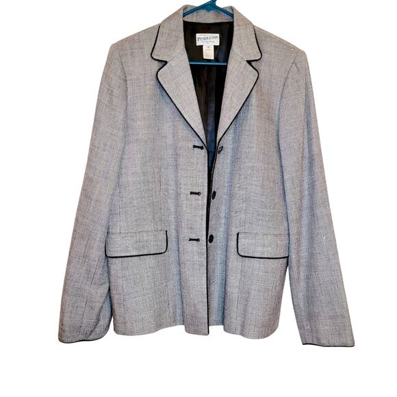 Vintage Pendleton grey three button wool blazer womens 12 tall Western Preppy - Picture 1 of 9